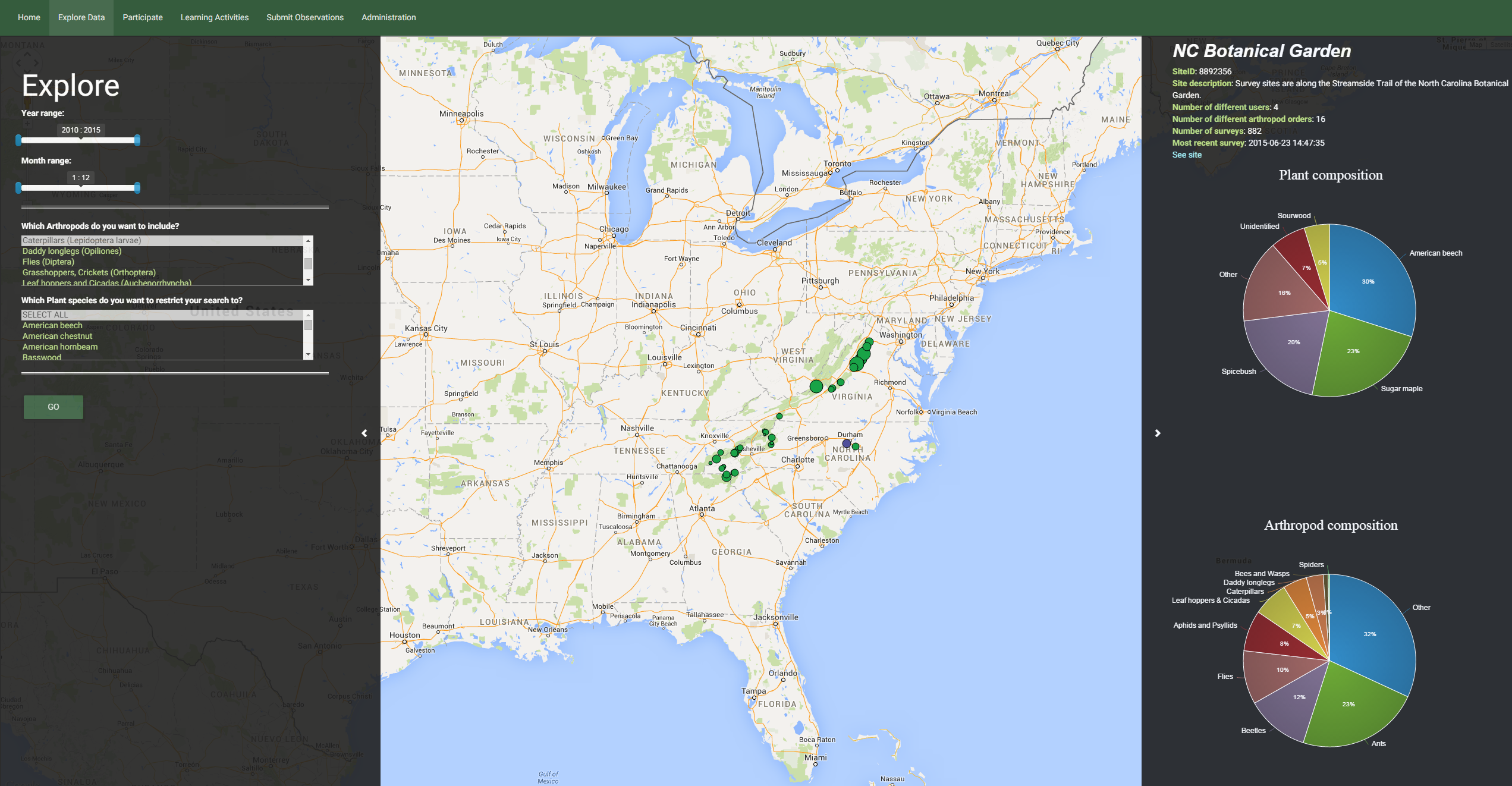 Caterpillars Count! Navigation Map